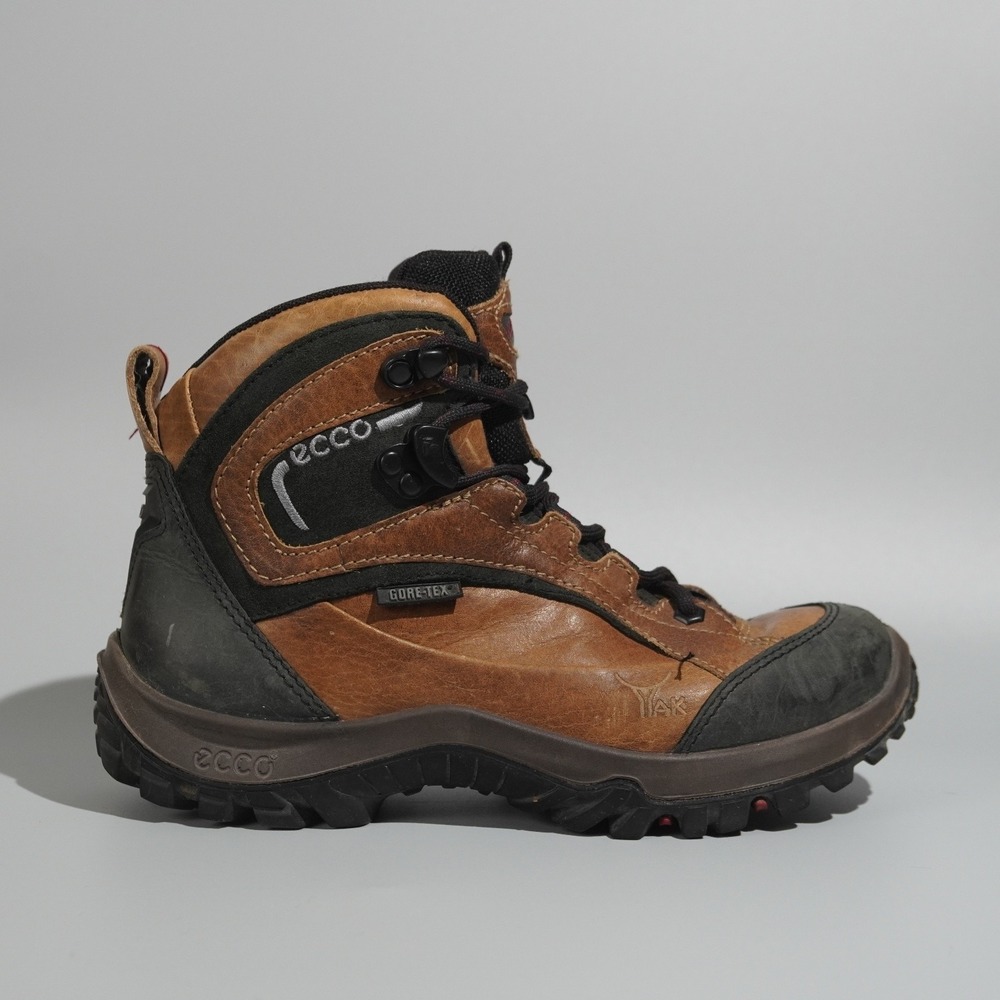 ECCO Yak GORE-TEX Hiking Boots Brown Leather Vibram Sole EU 37 US 6.5 - Picture 7 of 9